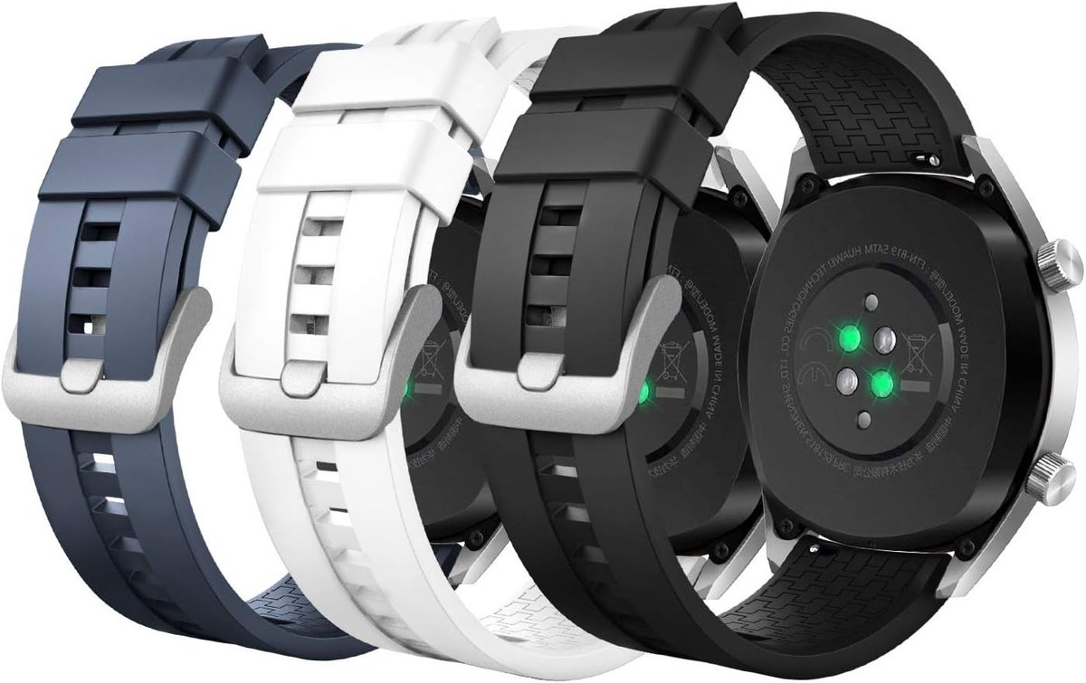 3-PACK Zachte Siliconen Vervangband Geschikt voor Huawei Watch GT 46mm, Galaxy Watch 46mm en Gear S3, Ideaal voor Sport en Dagelijks Gebruik