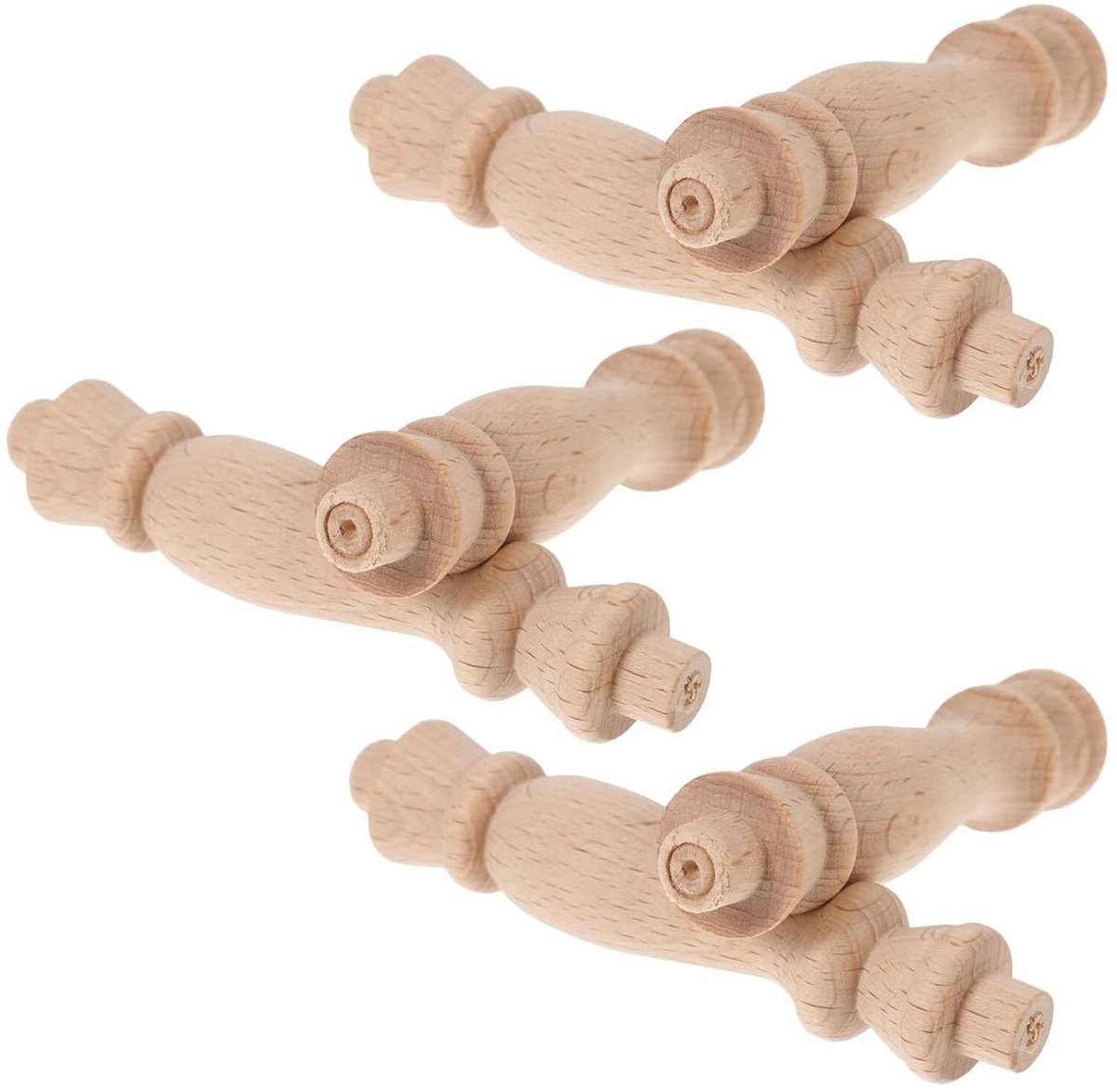 Houten Handgreep Palen - Houten Balusters - DIY Projecten - Massief Hout - 6 Stuks - Beige