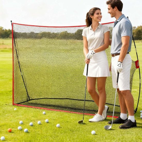 Golftrainingsnet - Oefennet Golf - Golfvaardigheden Verbeteren - Schokabsorberende Constructie - 305 x 213 cm - Zwart — afbeelding 2