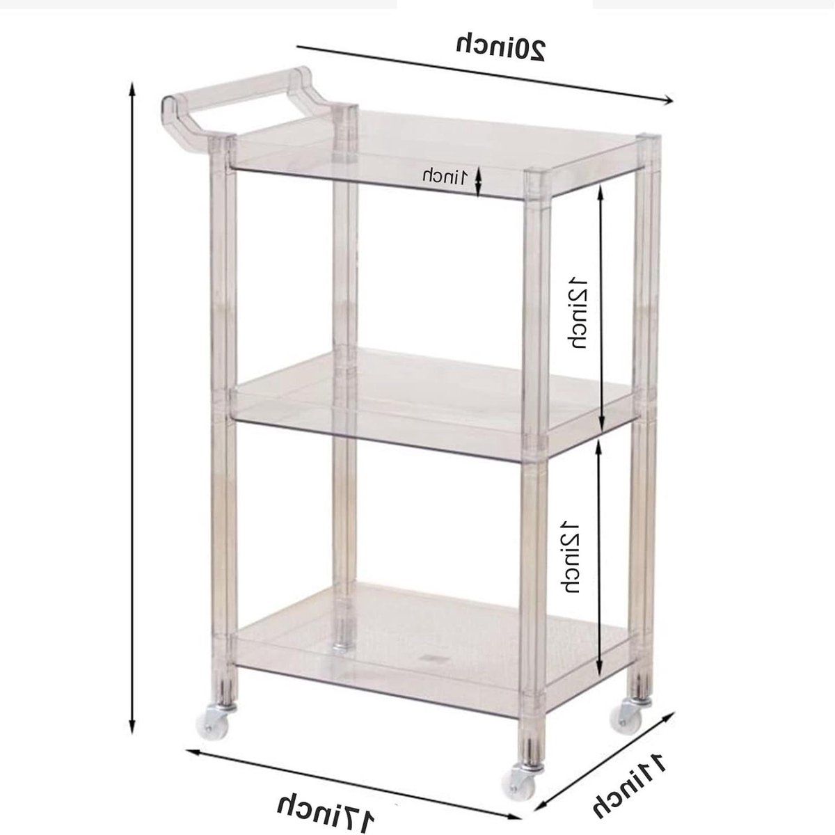 Acryl Serveerwagen - Mobiele Trolley - Dranken Serveren - 3 Lagen - 73 cm Hoog - Geel