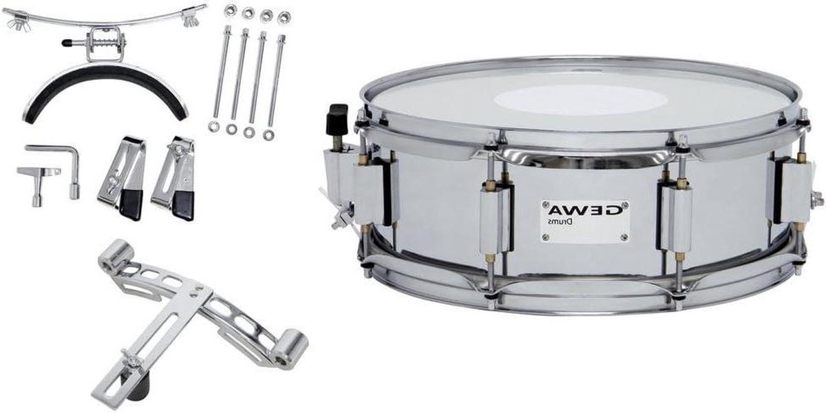 Mars trommel - Stalen ketel drum - Muziek maken - Historische spanrand - 13 x 5 inch - Rood