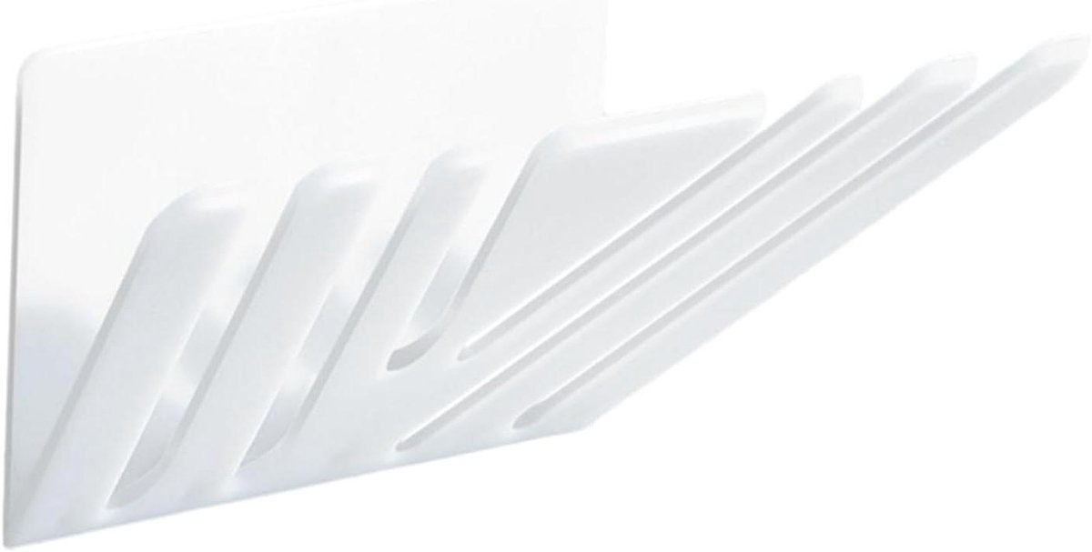 Muurplank met Haken - Opbergplank Organizer - Keuken Badkamer - Zonder Boren - 19x7 cm - Wit