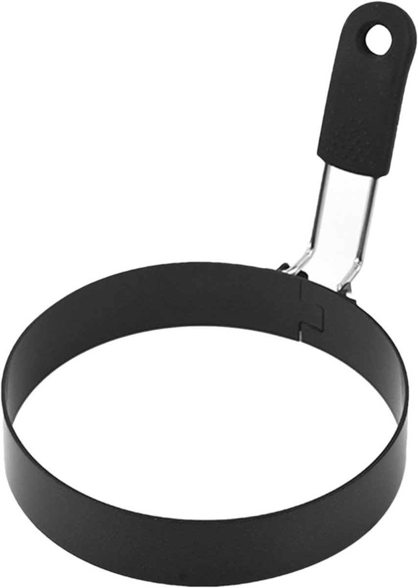 Omeletring - Pannenkoekvorm - Ontbijt Maken - Opvouwbaar Ontwerp - 9.5 cm Diameter - Zwart
