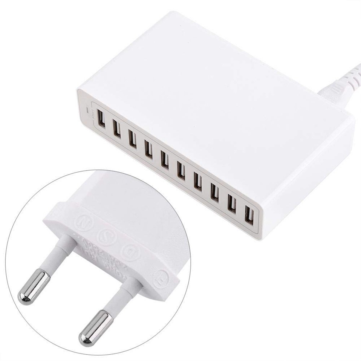 Dailygoods - USB Oplader met 10 Poorten en Intelligente IC-Chip