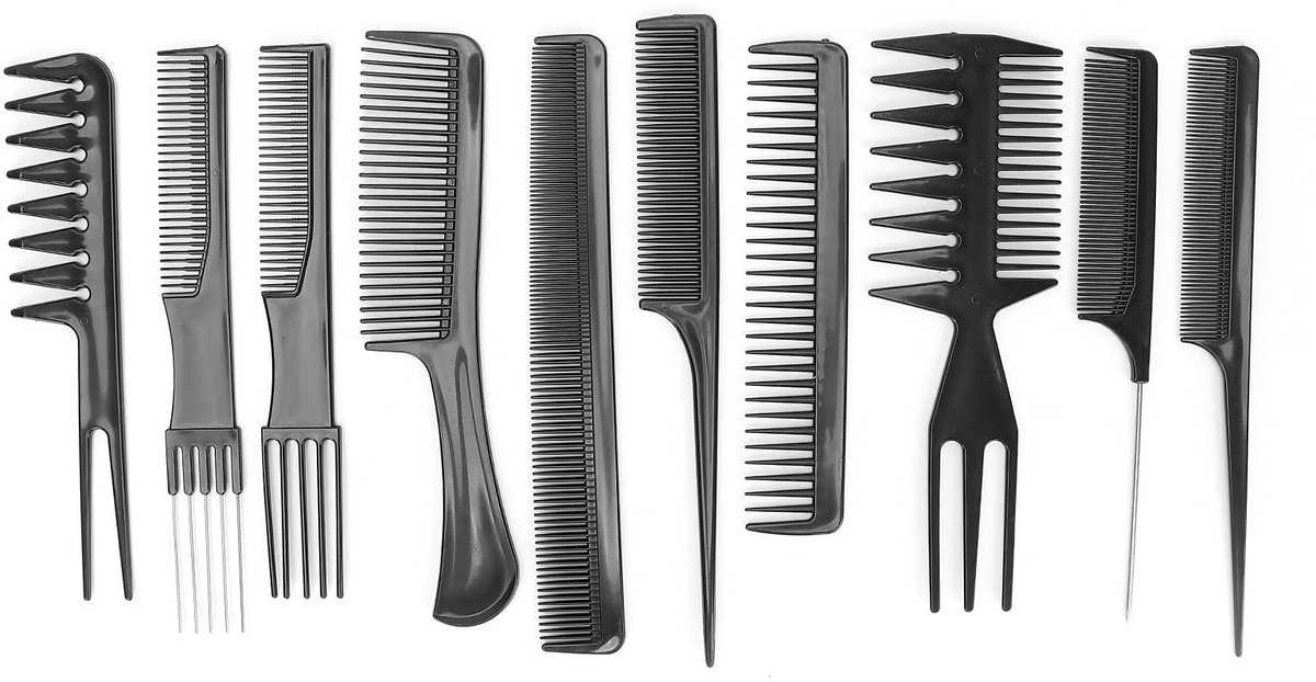 Dailygoods - Professionele Kapperskammenset voor Haarstyling, 10 Stuks