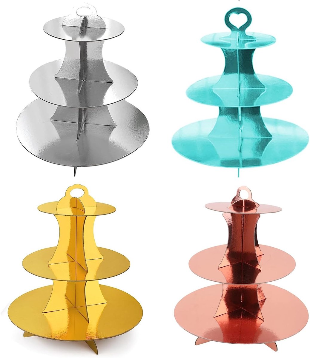 Dailygoods - 3-laags Kartonnen Cupcake Stand voor 24 Cupcakes, Meerkleurig