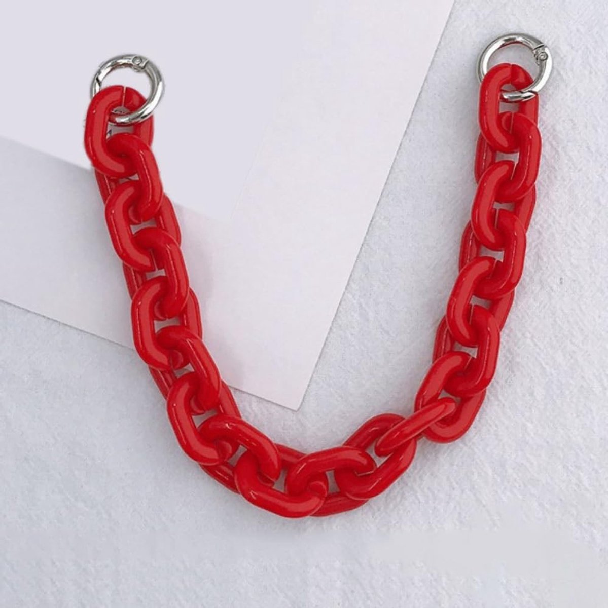 Dailygoods - Universele Telefoonketting met Kleurrijke Parels, Rood
