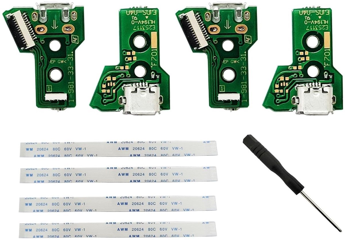 Dailygoods - Set van 4 Interface Boards en 12 Pin Lint Kabel voor PS4 Controllers