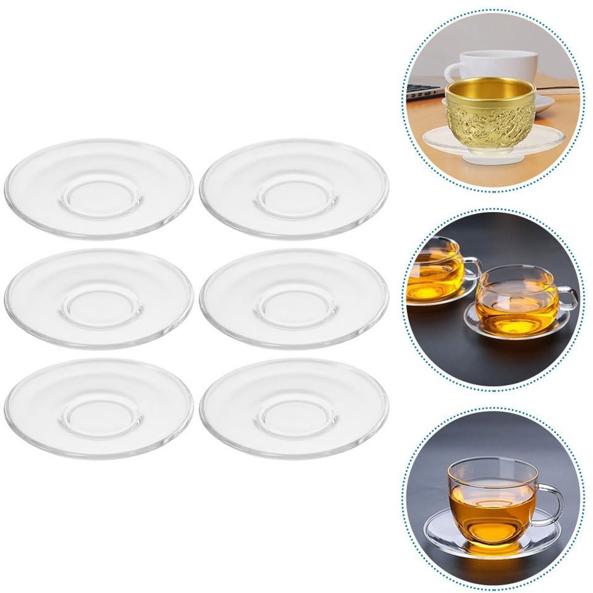 Dailygoods - Set van 6 Transparante Glazen Onderzetters
