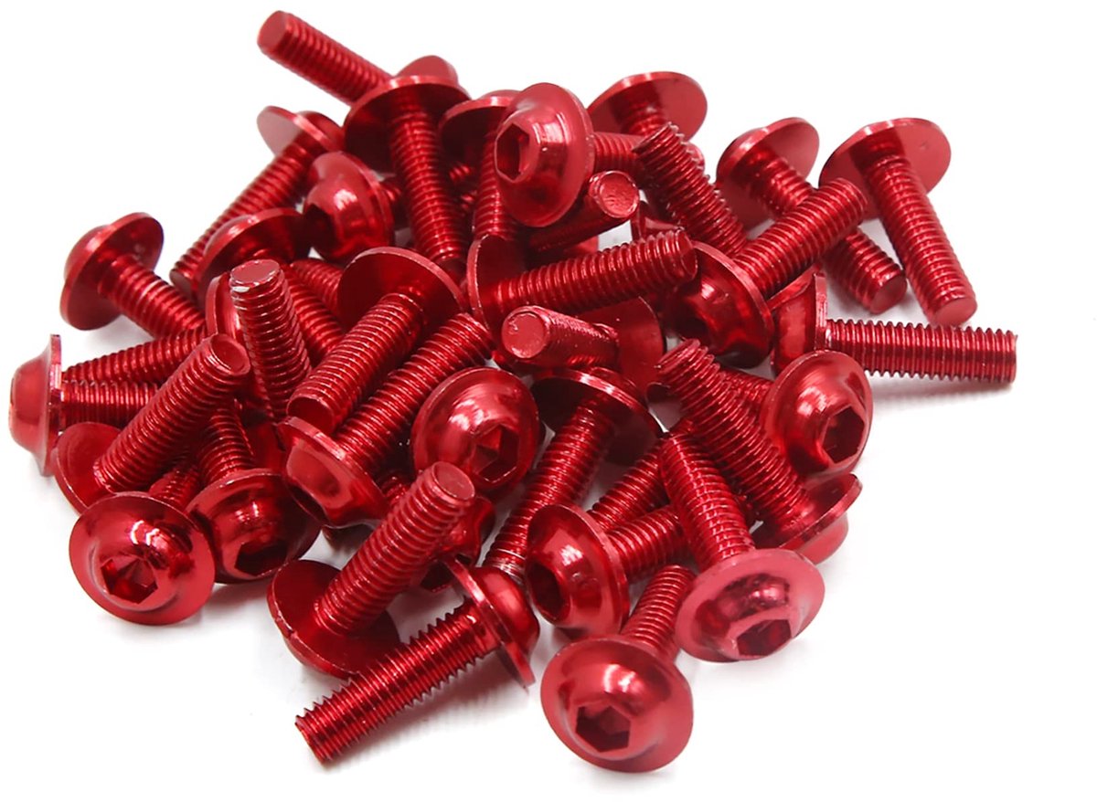 Dailygoods - M6 Moto Hex Dopsleutel Kop Bout Bumper Schroef Rood (40 Stuks)