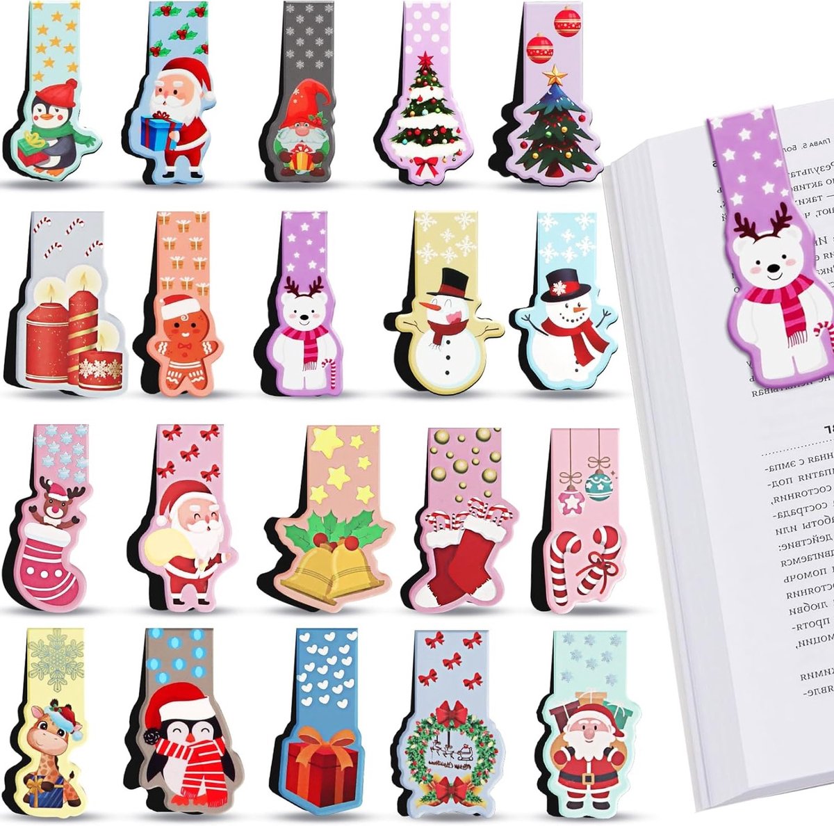 Kleurrijke Magnetische Boekenleggers voor Kinderen - 40 Feestelijke Ontwerpen voor Kerstmis en Meer