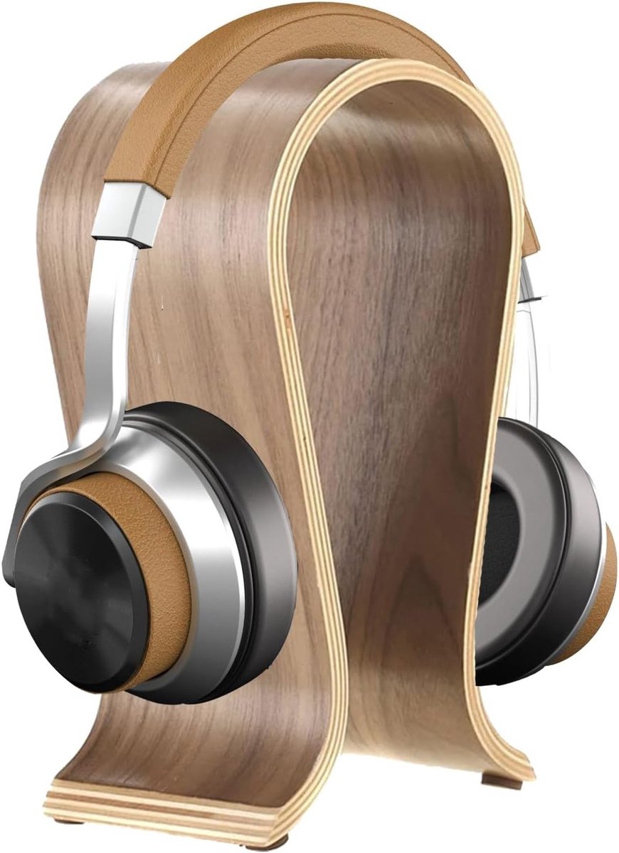 Houten Hoofdtelefoonhouder - Antislip Driepoot voor Hoofdtelefoons, Duurzaam Ontwerp voor Thuis en Kantoor, Stijlvol en Functioneel