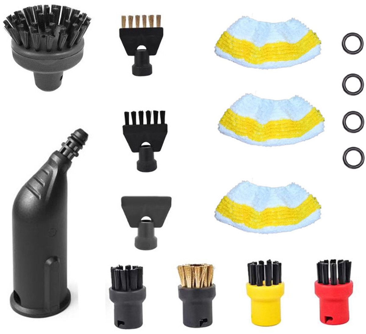 Vervangingsonderdelen voor Stoomreinigers-Pakket van 12 geschikt voor Kärcher Stoomreiniger Accessoires Easyfix SC1 SC2 SC3 SC4 SC5 - Set Ronde Borstelmondstukken