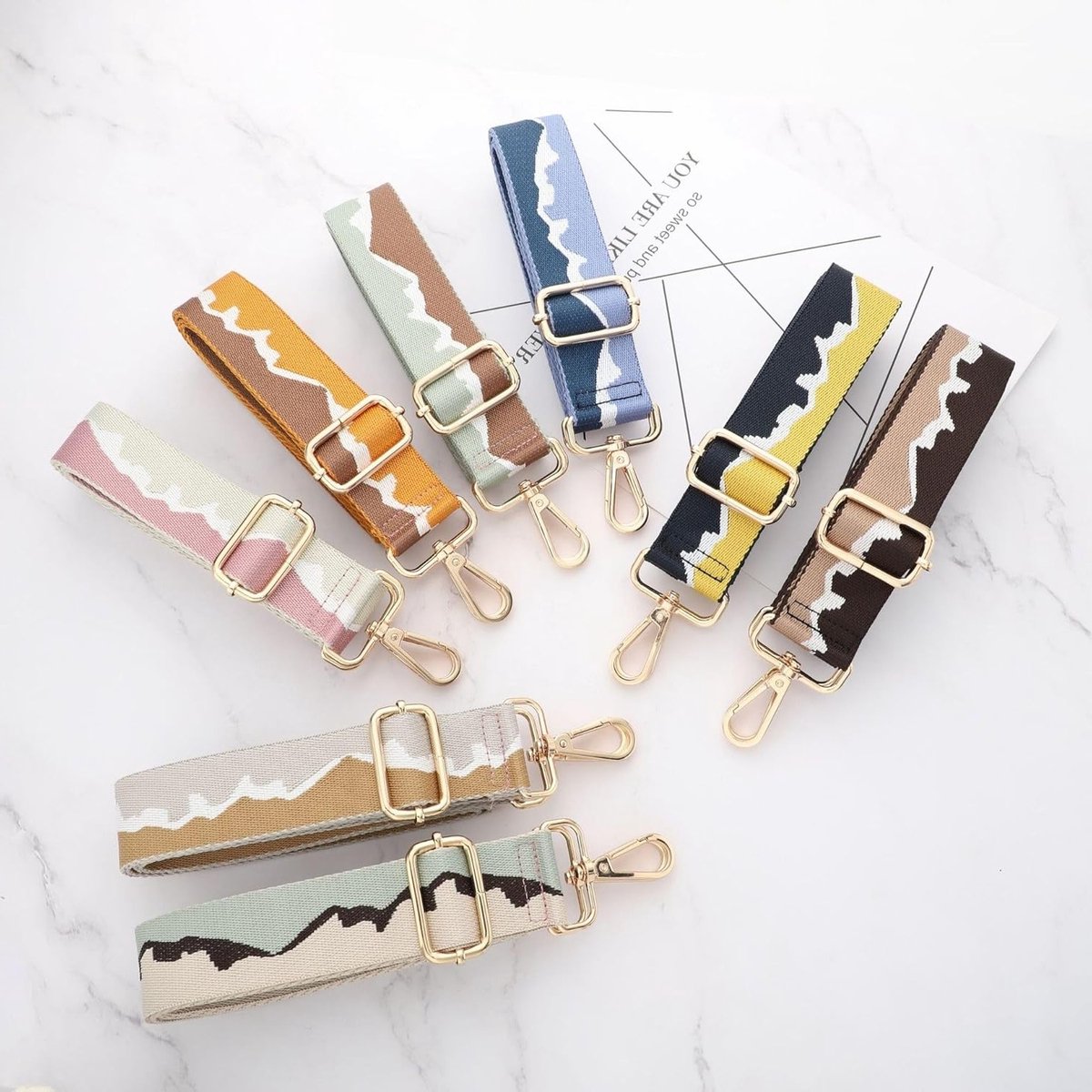 Verstelbare schouderband voor tassen, unisex vervangende tasband, breed 3.8 cm, kleurrijk ontwerp, verstelbare lengte 75-145 cm, ideale tasaccessoires voor comfort en stijl.