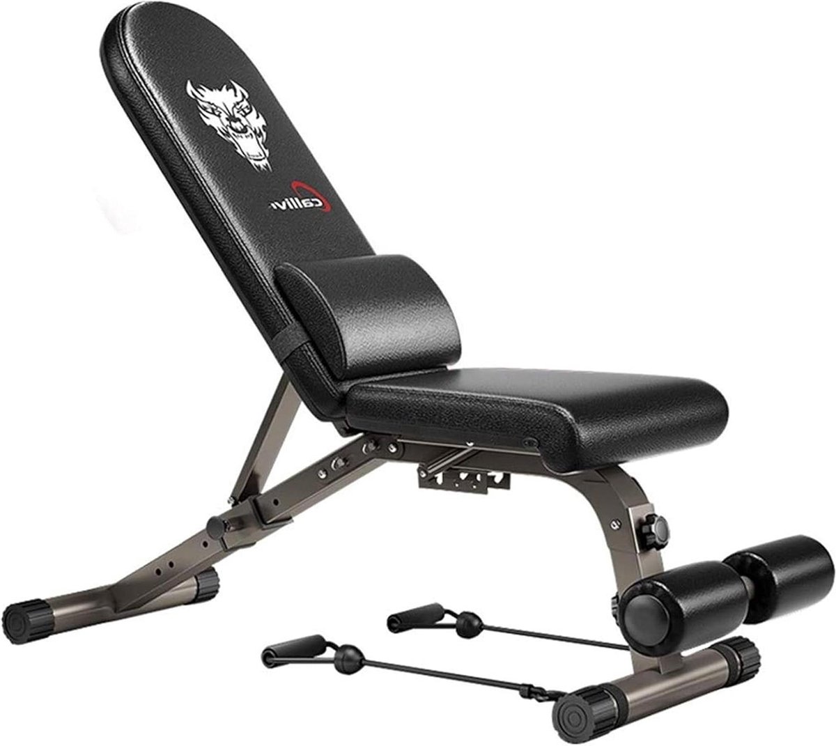 Fitness Bank - Oefenbank Trainingsbank - Kracht Training - Opvouwbaar Ontwerp - 150 kg Belasting - Zwart