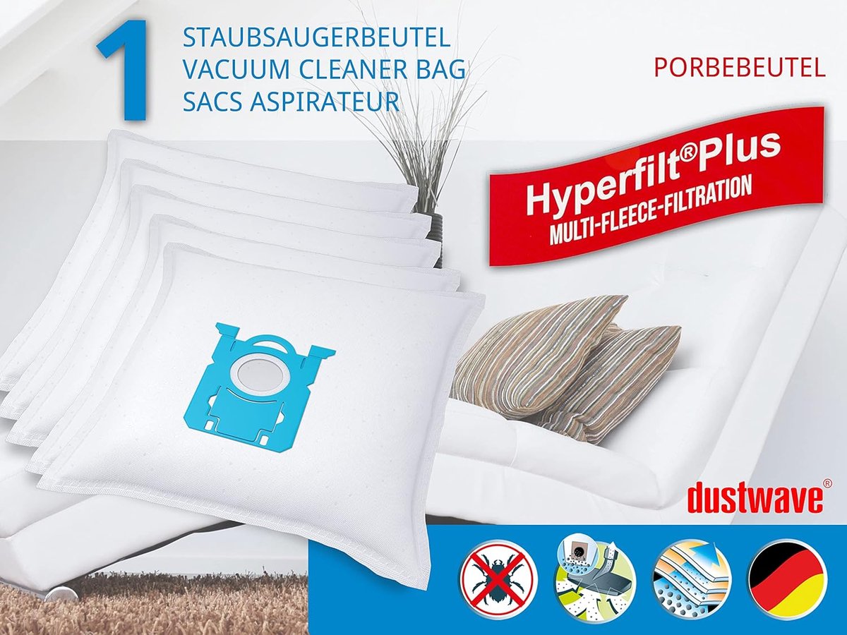 Stofzuigerzakken - Microvlies zakken - Stofzuigen - Hygiënische sluiting - 10 stuks - Wit