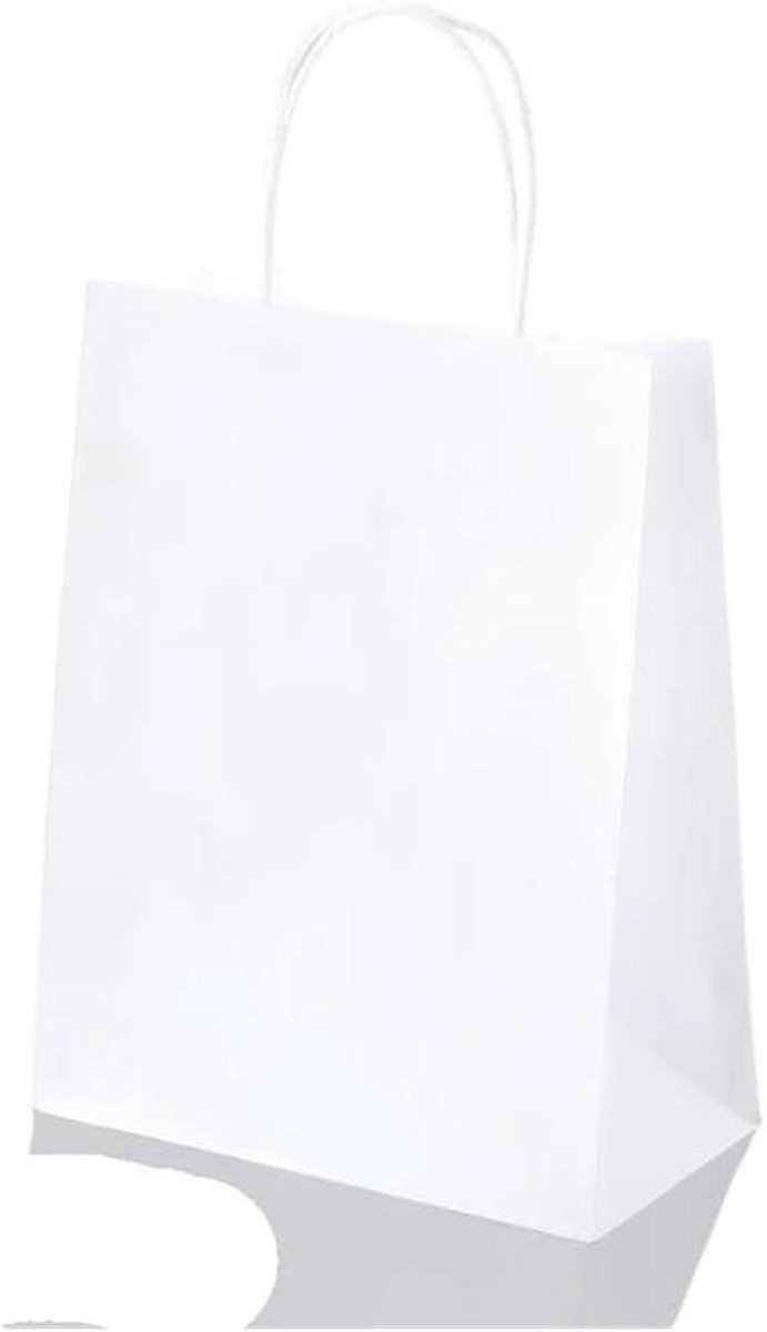 Papieren Cadeautas - Feesttas Boodschappentas - Cadeaus Presenteren - Met Handvat - 15x21cm 30 Stuks - Wit