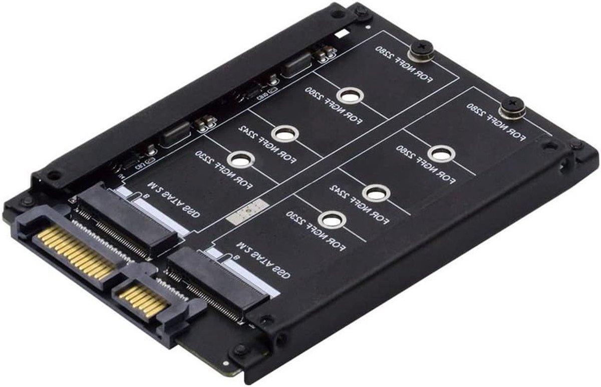 Dual NGFF B+M Key M.2 SSD naar 2.5" SATA Combo HDD Behuizing met JOBD Raid0 en Span Bridge Functie