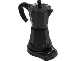Elektrische espressomachine - Mokkakan aluminium - Thuis koffie zetten - Stoomdruk aroma extractie - 300 ml - Zwart