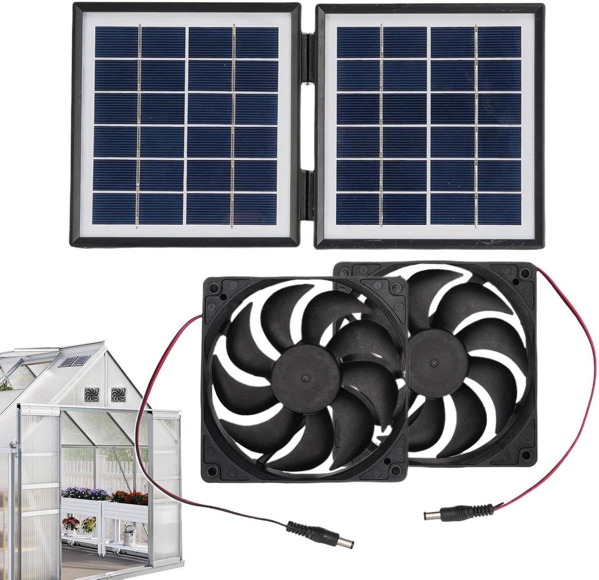 Zonne Ventilator - Afzuigventilator Buiten - Luchtstroom Optimaliseren - Waterdicht Weerbestendig - 30 x 28 x 3 cm - Zwart