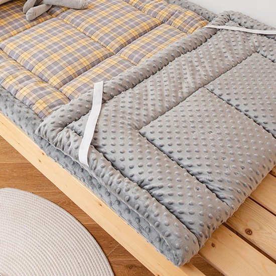 Japanse vloermatras - Oprolmat futon - Comfortabel logeren - Opvouwbaar en ademend - 90 x 200 cm - Grijs — afbeelding 5