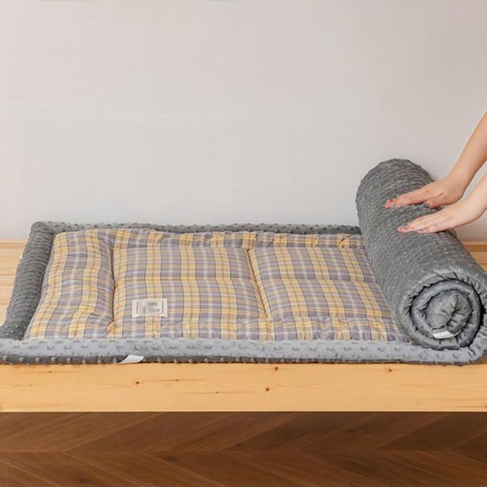 Japanse vloermatras - Oprolmat futon - Comfortabel logeren - Opvouwbaar en ademend - 90 x 200 cm - Grijs — afbeelding 2