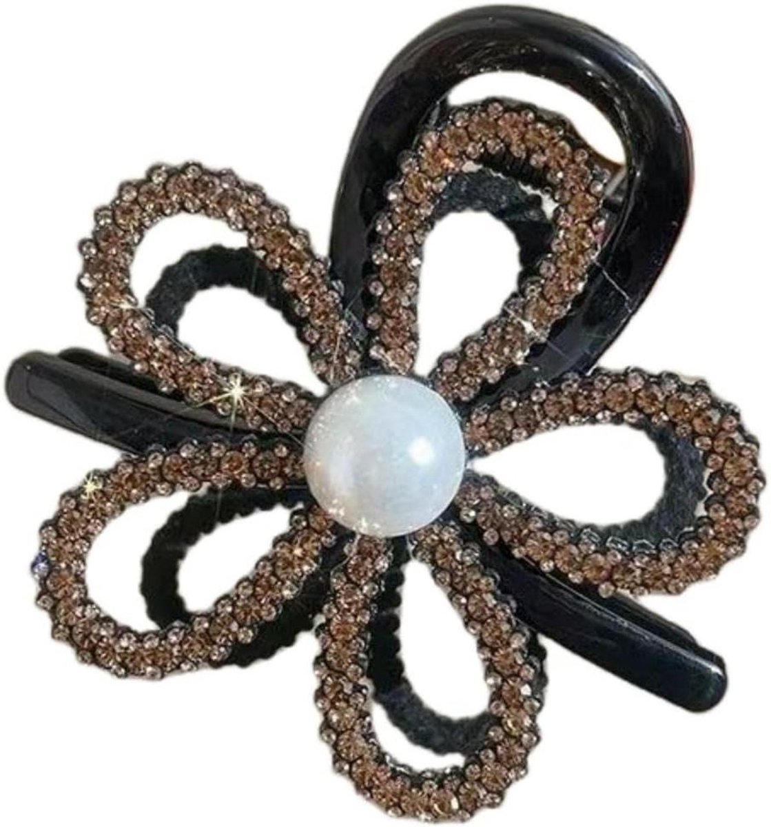 Haarklem Bloem - Haaraccessoire Vrouwen - Haar Opsteken - Non-slip Grip - 1 Stuk - Khaki