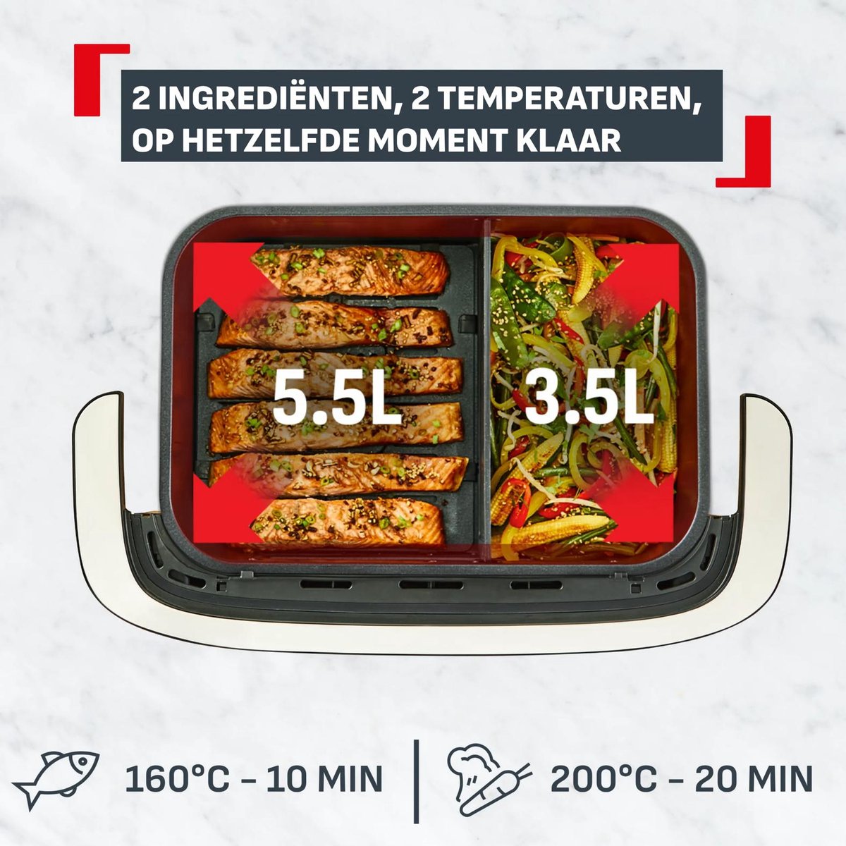 Tefal Dual Easy Fry EY9288 - Dubbele Airfryer XXL 9L - FlexCook GiantZone - EvenFry Technologie - 7 Programma's - Voor 8 Personen thumbnail 8