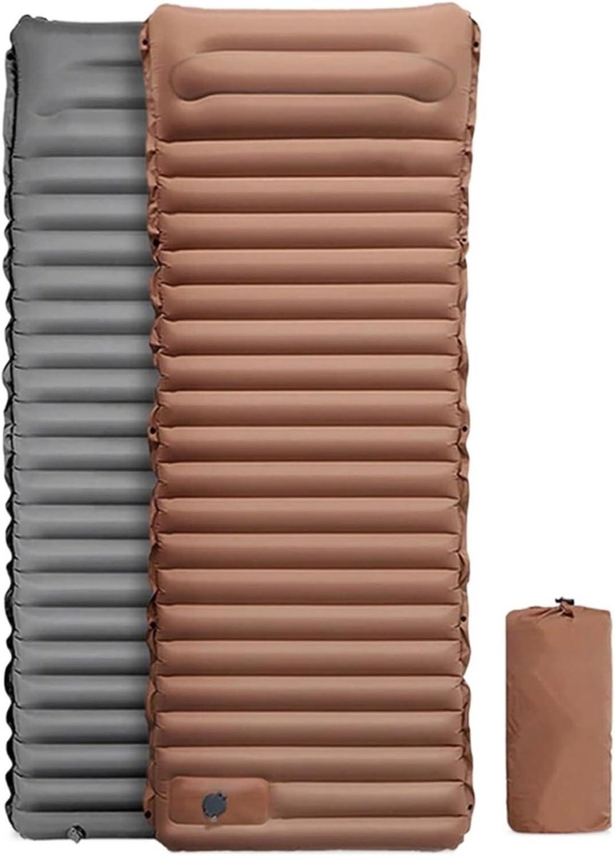 Ultralicht zelfopblaasbaar luchtmatras, picknickmat, breed slaapkussen, opblaasbaar bed voor strand, picknick, camping, tent, luchtkussen met splitsingsontwerp (woestijngrijs)