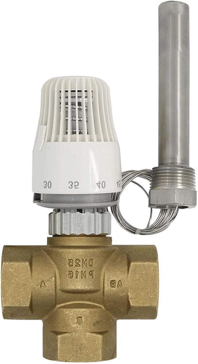 Vloerverwarming Thermostaat - Regelklep - Temperatuur Instellen - 30-70 Graden Bereik - M30 x 1.5 - Zilverkleurig