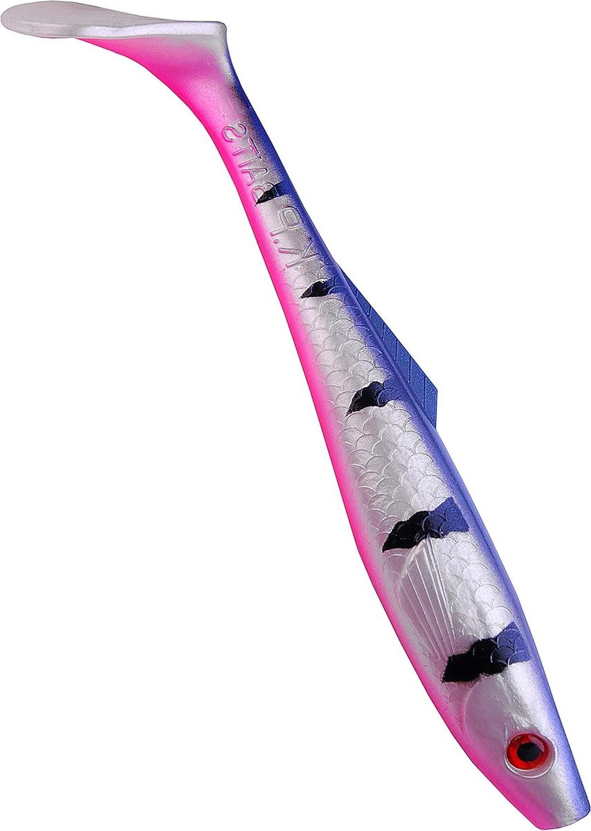 Rubber Vis - Zwemkous - Vissen - Flankerende Actie - 22.5 cm - Roze Blauw