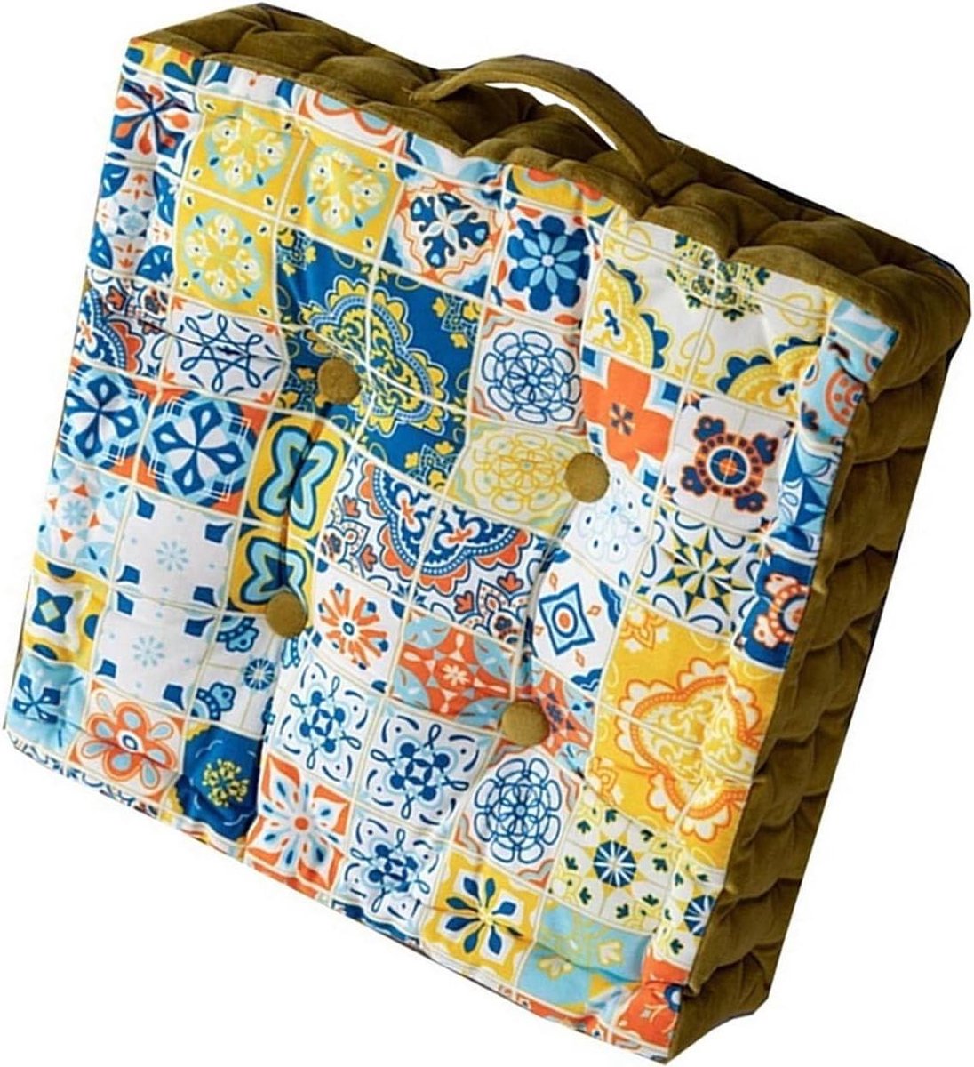 Zitkussen Tuinstoel - Vloerkussen Bank - Comfortabel Zitten - Met Handvat - 40x40 cm - Div