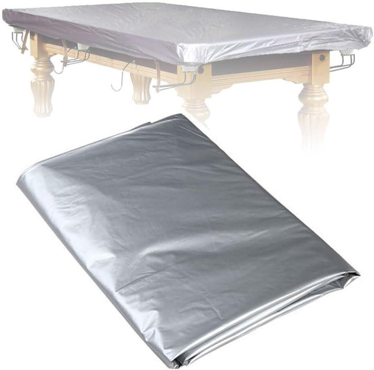 Pooltafel Stofkap - Tafelbeschermer Biljart - Tafel Beschermen - Universele Pasvorm - 7-12ft Maten - Zilver