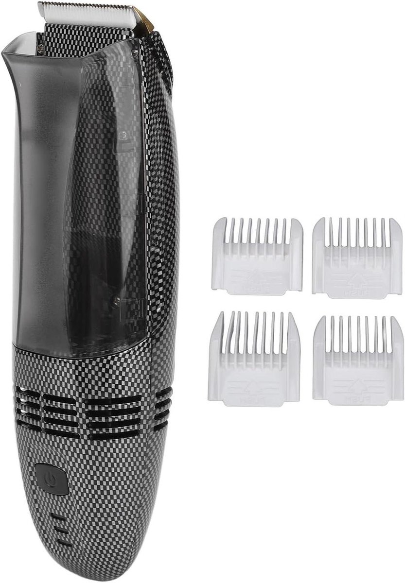Herentondeuse - Elektrische trimmer - Thuis haar knippen - Automatische haarzuiging - 4 Geleidekammen - Zwart