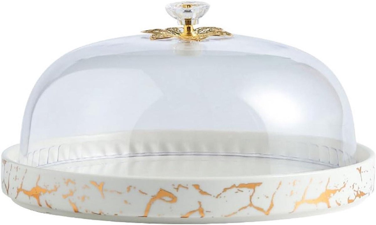 Taartstandaard - Dessert plateau - Afternoon tea - Imitatie marmer - 27x13cm - Wit
