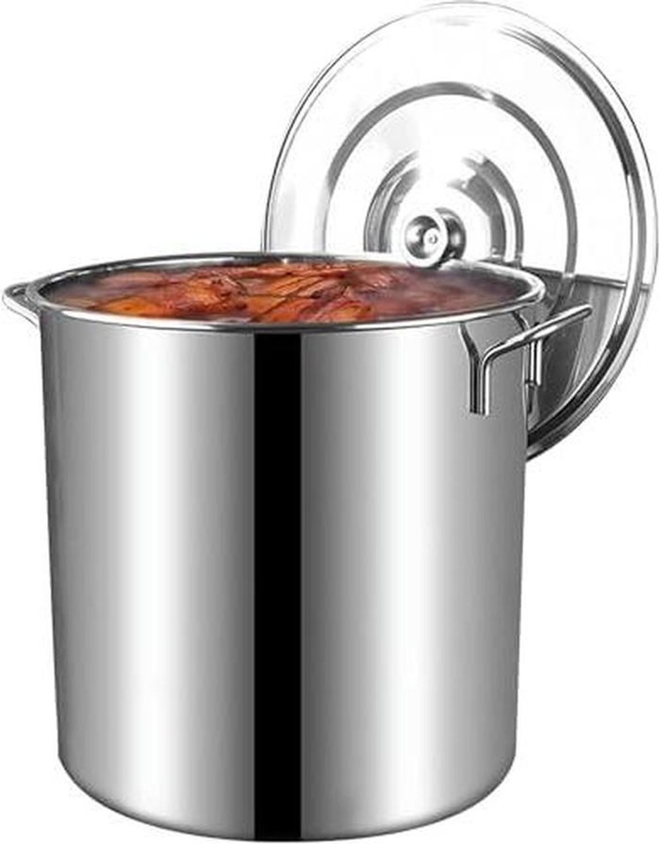 Soeppan met Deksel - Soepketel Kookpan - Grote Hoeveelheden Koken - Hoogwaardig Roestvrij Staal - 6-90 Liter - Zilverkleurig