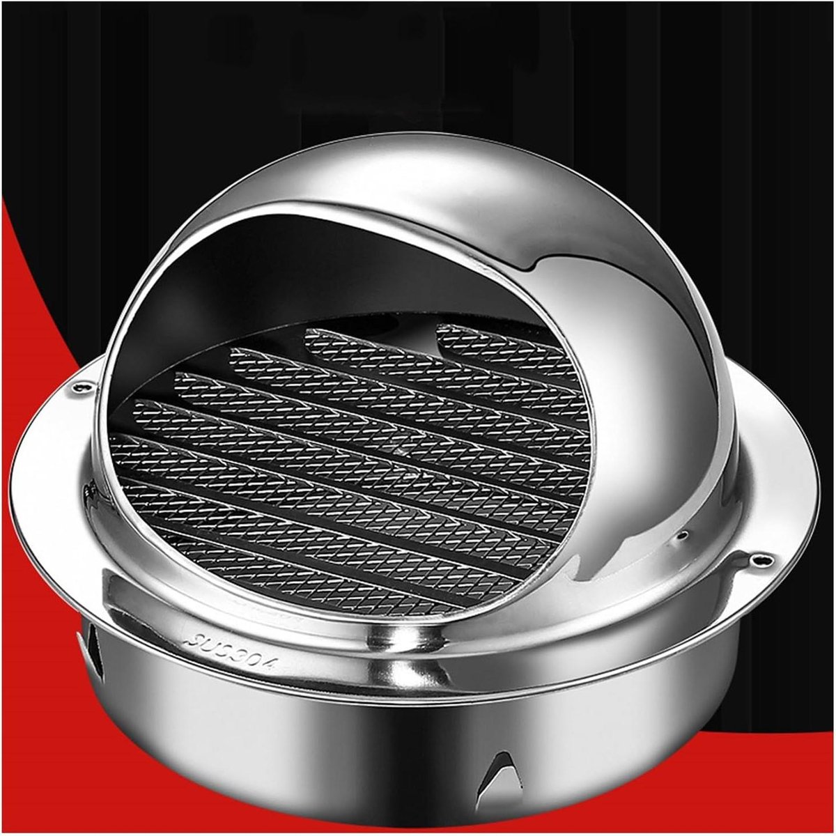 Luchtrooster Afdekking - Muur Ventilatie - Ventilatie Buiten - Ingebouwd Gaas - 200mm Diameter - Zilverkleurig