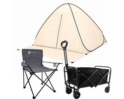 Eurocatch Outdoor Set – Opvouwbare Bolderkar + Pop-up Tent + Campingstoel | Complete Festival & Camping Set