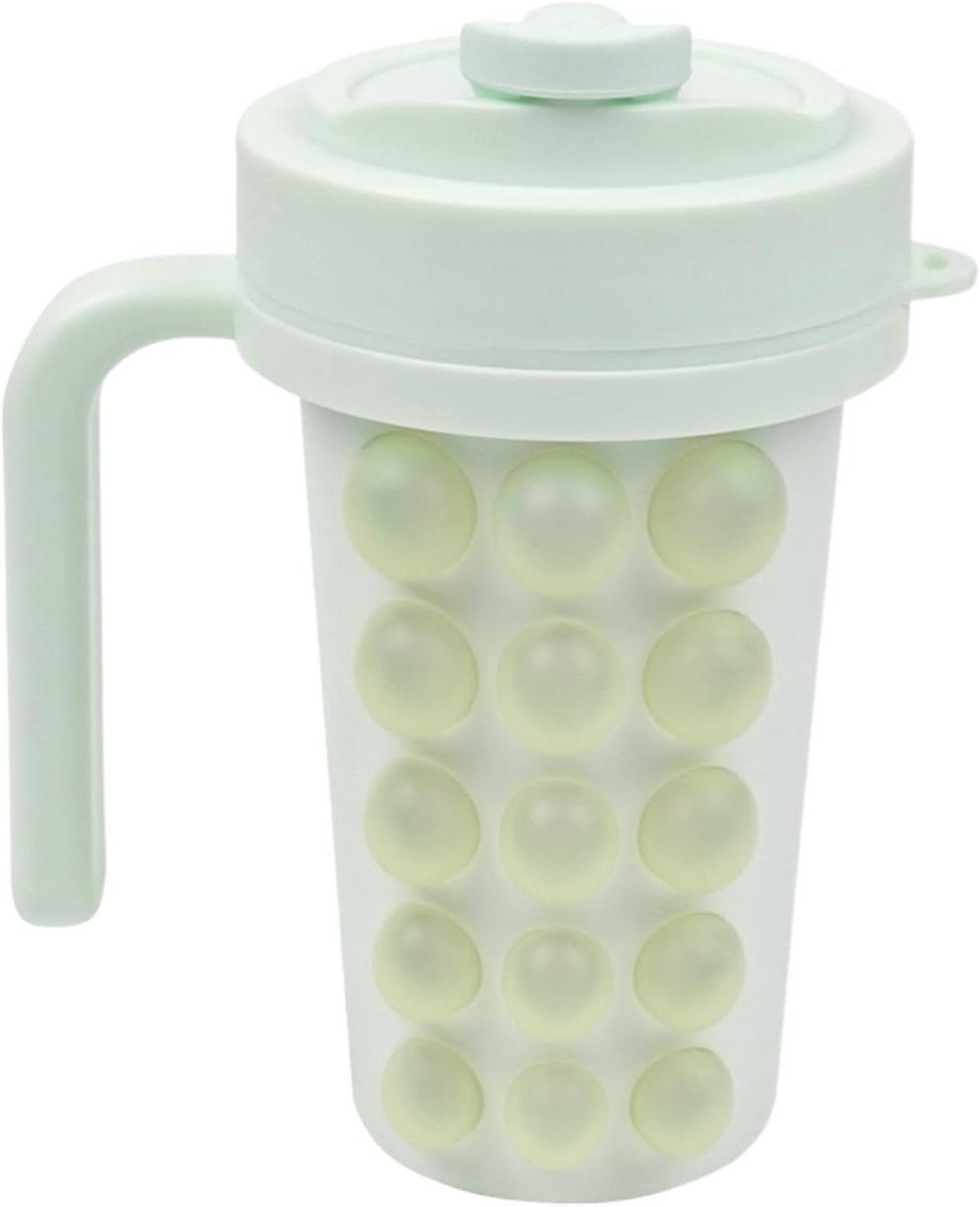 IJsblokjescup - IJsmaker beker - Drankjes Koelen - Met RVS Rietje - 20x16x8 cm - Lichtgroen