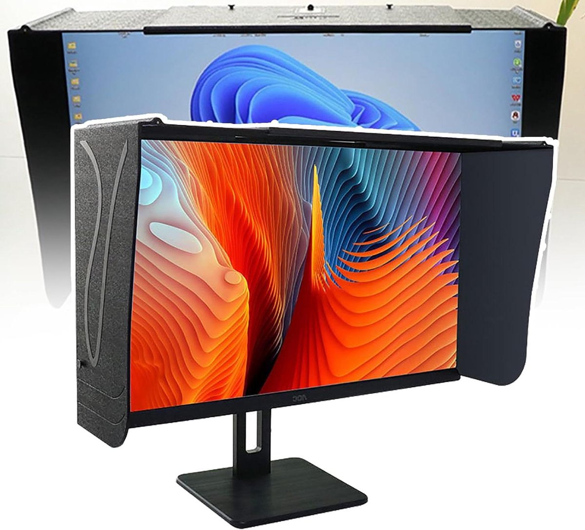 Monitor Zonnekap - Schermkap - Schittering Verminderen - Opvouwbaar Ontwerp - 41-71 Cm - Zwart