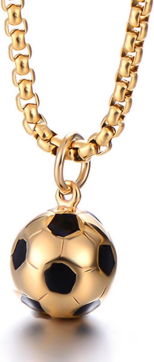 Voetbal Ketting - Sport Hanger - Feestelijke Accessoire - Roestvrij Staal - 60 cm - Goudkleurig