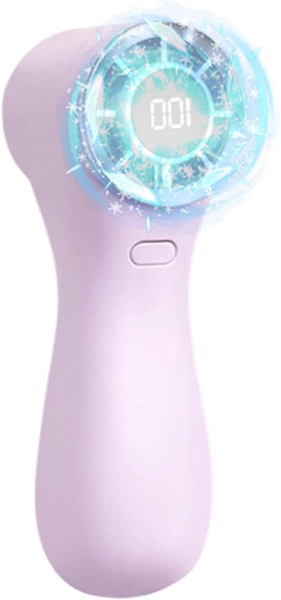 Draagbare elektrische ventilator - Mini ventilator - Persoonlijke verkoeling - Digitaal display - 13 cm hoog - Roze