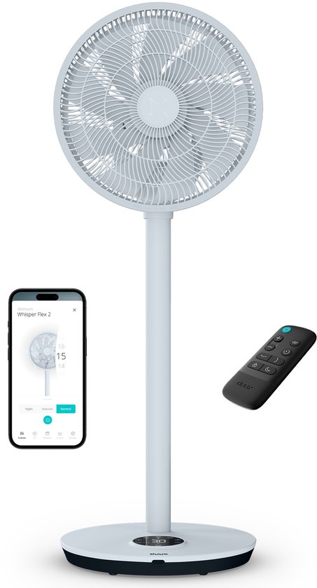 Duux Whisper Flex 2 Staande Ventilator Geruisloos 30 Snelheden Nachtmodus Draadloos Ice Blue