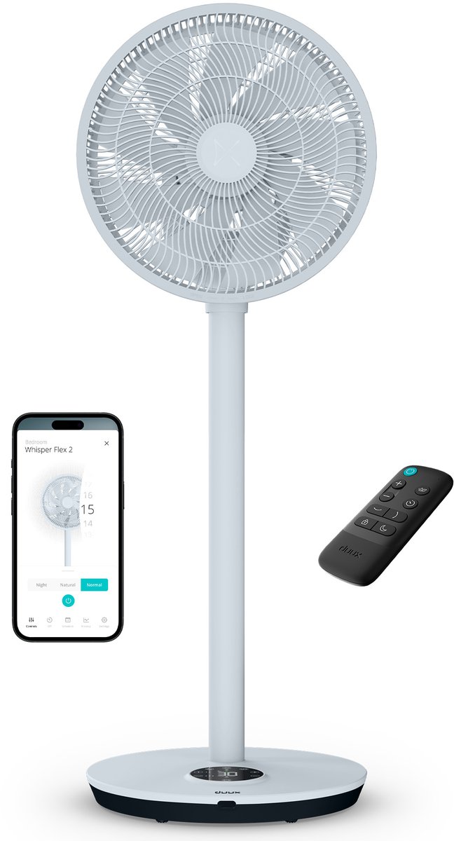Duux Whisper Flex 2 - Smart Statiefventilator - Staande Ventilator Geruisloos - Ice Blue