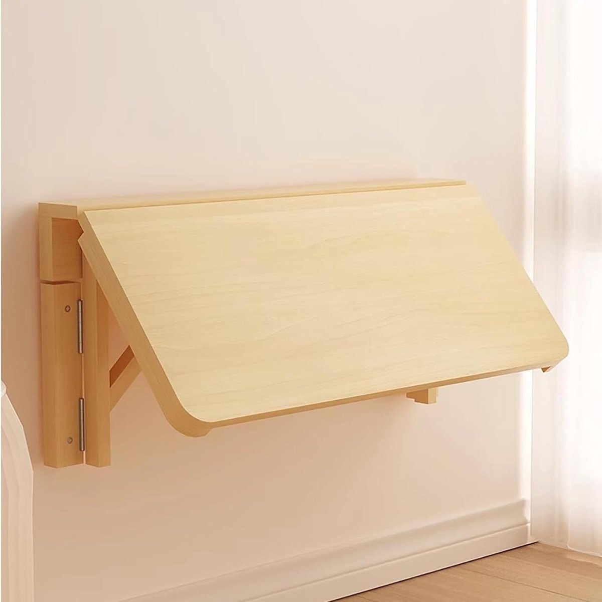 Wandklaptafel - Opklapbaar Bureau - Ruimte Besparen - Inklapbaar Ontwerp - 60x40cm - Houtkleur