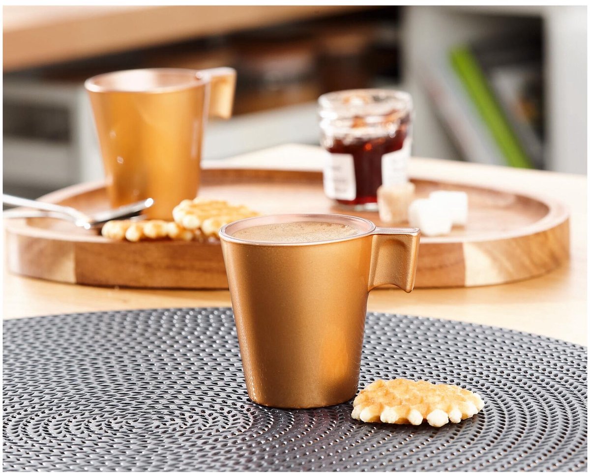 Luminarc Espresso kopjes - 1x - goud metallic - koffiekopjes van 80 ml - 6 x 5.5 cm - keramiek