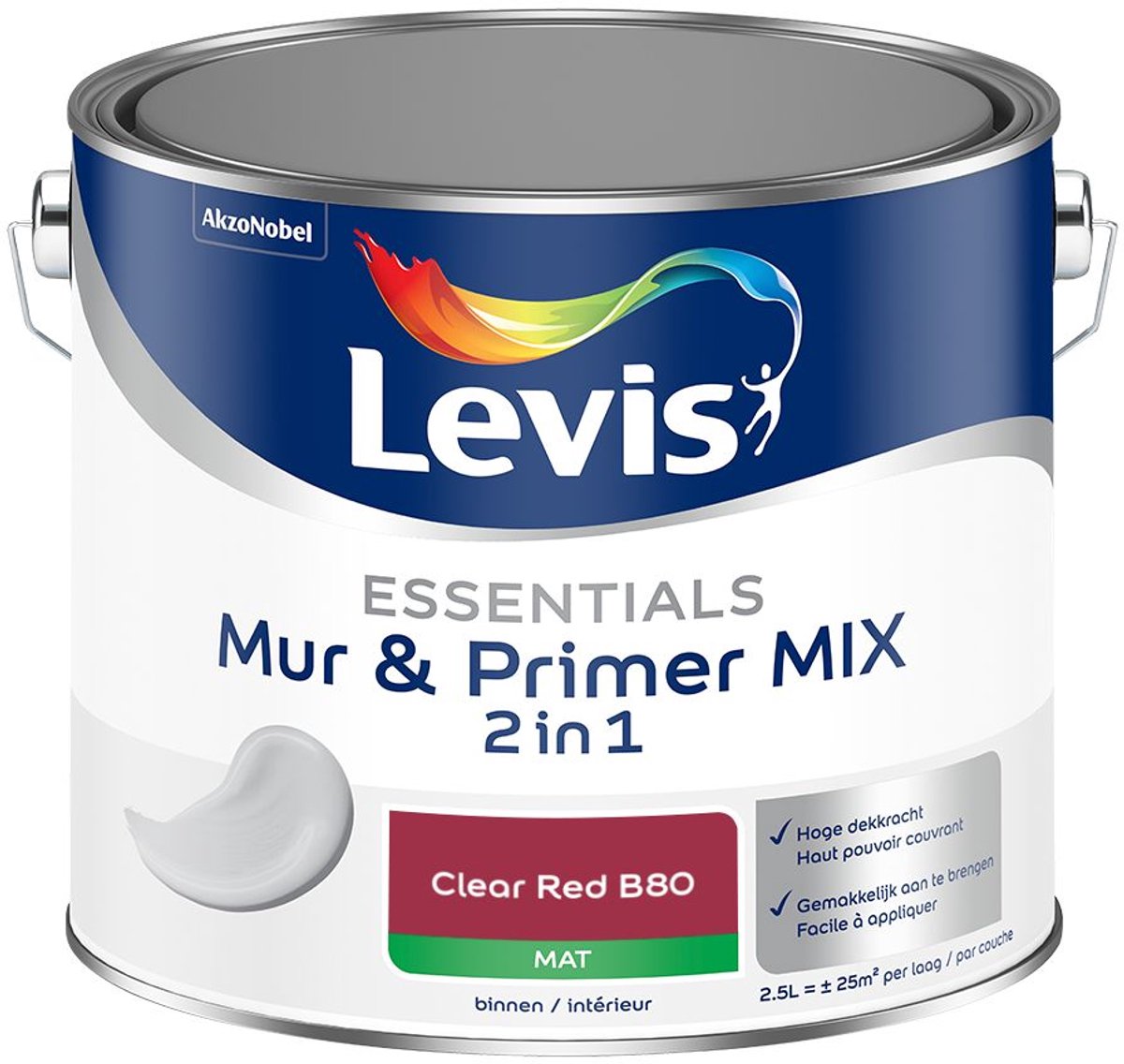 Levis - Essentials Mur & Primer Mix - Clear Red B80 - Mengverf - 2,5 L
