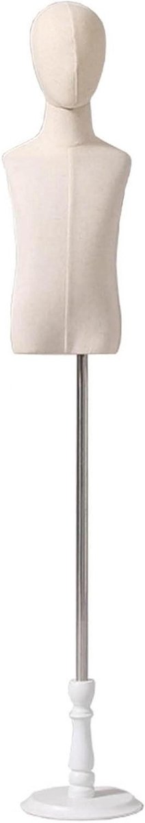 Kinder Paspop - Kleermakerspop Kinder - Kleding Presenteren - Verstelbare Hoogte - 85-135 cm - Wit