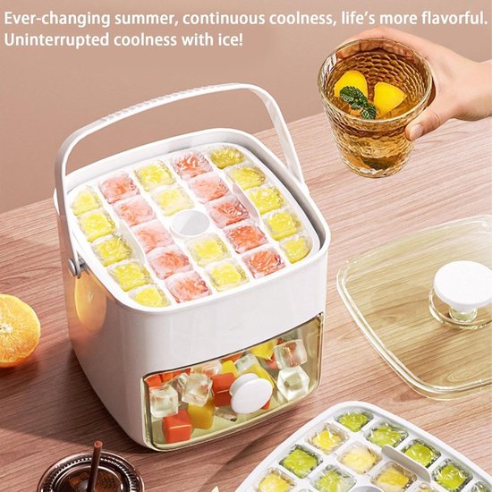 IJsblokjesmaker - Dubbeldeks Bak - Dranken Koelen - Snelle Pop Functionaliteit - 48 Kubus - Wit — afbeelding 2