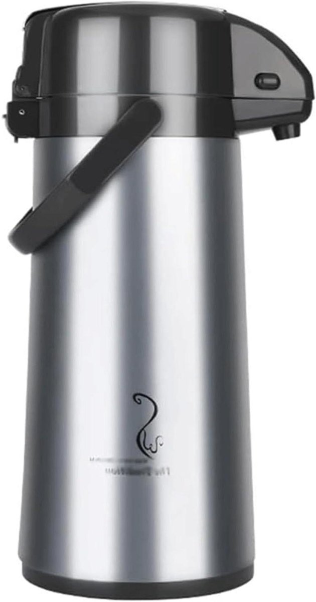 Thermoskaraf met Pomp - Koffiekan Isolerend - Warme Dranken Serveren - Dubbelwandige Isolatie - 2.2 Liter - Zilver